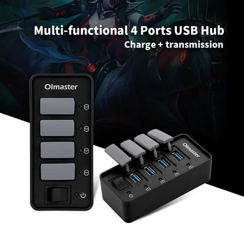 

OImaster 4 Ports USB3.0 Hub 5Gbps High Speed Hub Fast Charging Support Windows/XP/Linux/Mac/Mix with Dustproof Cap