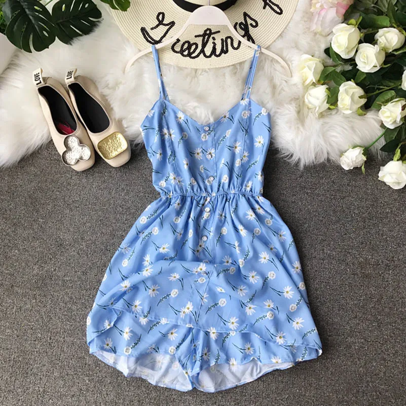 

NiceMix women Rompers Floral Print Jumpsuit Summer Short Pleated Overalls Jumpsuit Female Chest Wrapped Strapless Playsuit