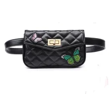 Women Waist Bag Butterfly Embroidered Belt Bag High Quality PU Leather Fanny Pack Hip Bum Bag for Women Cell Phone Purse celula