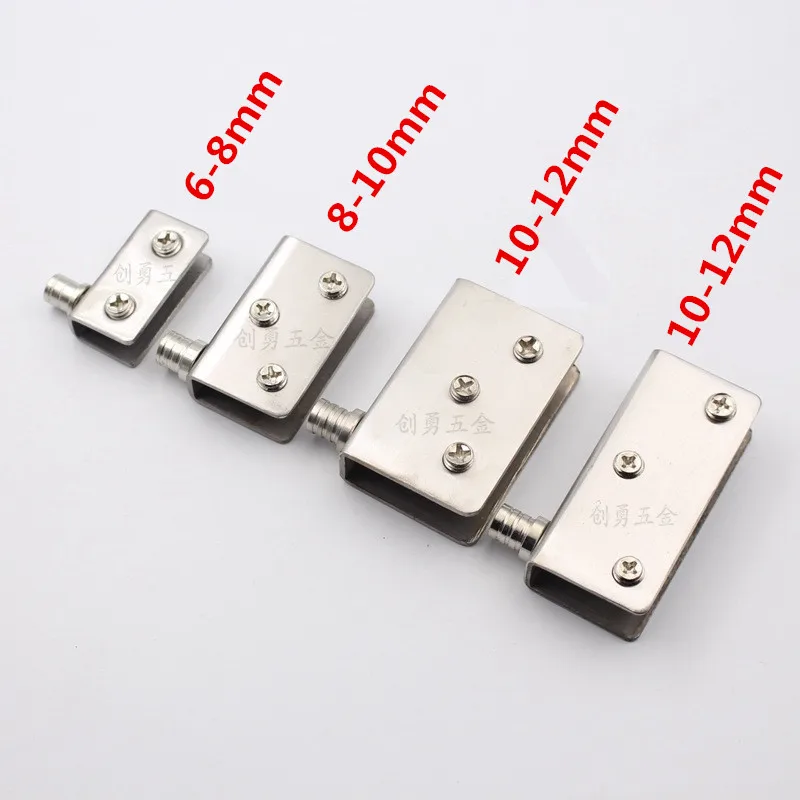 

4pcs Stainless Steel glass hinges for 5-8mm/10-12mm Glass Door Glass Pivot Clamps Door Hinges 4 sizes