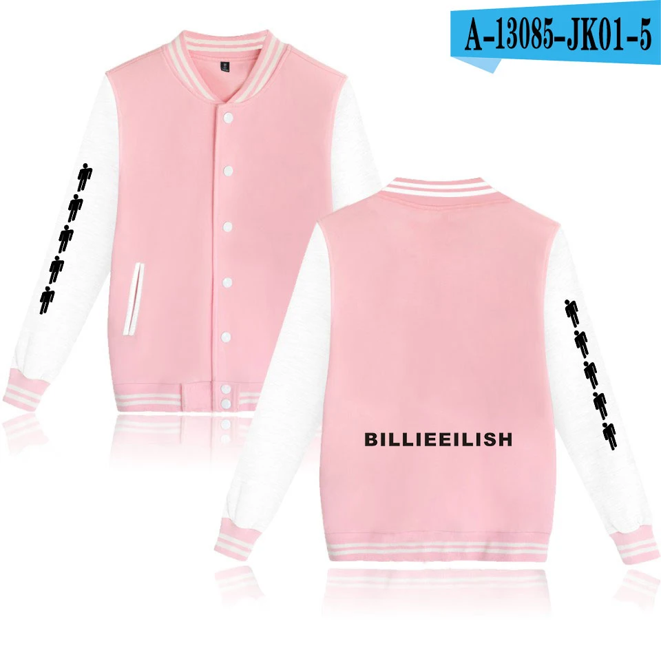 K-pops повседневная куртка Billie Eilish принт Harajuku горячая Распродажа Женская и мужская бейсбольная куртка с длинным рукавом плюс размер 4XL - Цвет: Хаки