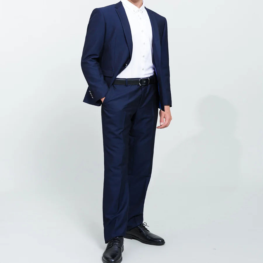 Navy Blue Business Suit Slim Fit for Men Groom Wedding Suits Prom Party Suits 2 Pieces (Jacket+Pants ) Terno Masculino Men Suit