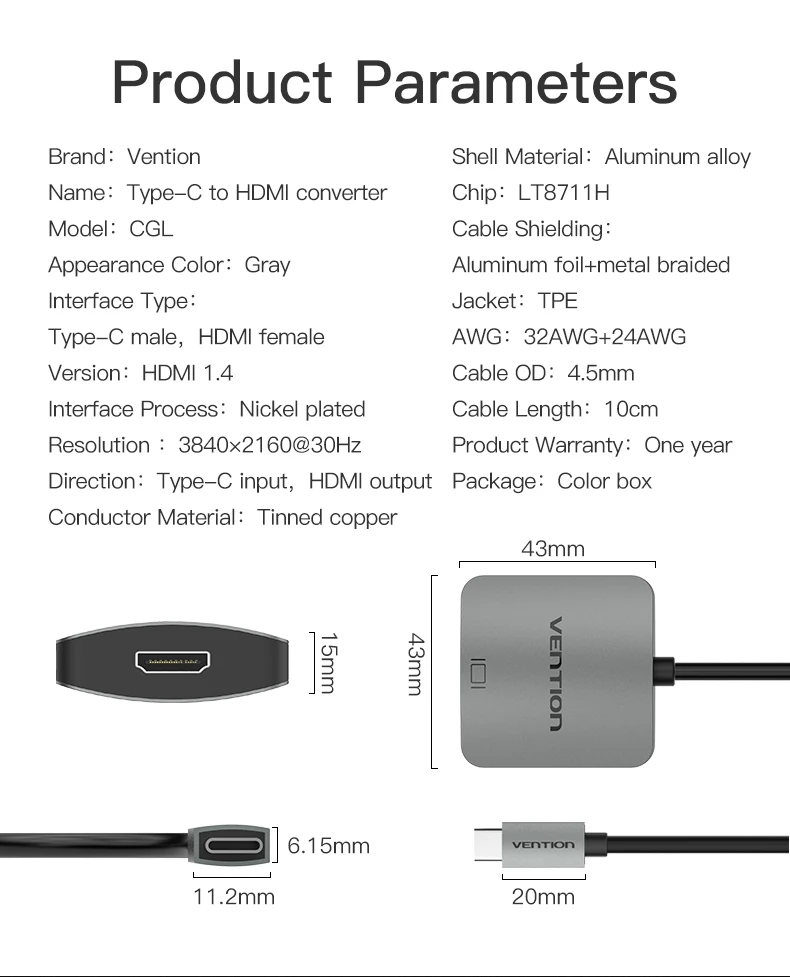 Vention USB C HDMI 4K USB 3,1 type C-HDMI Famale адаптер для MacBook Chromebook Pixel huawei mate 10 usb type-c HDMI адаптер