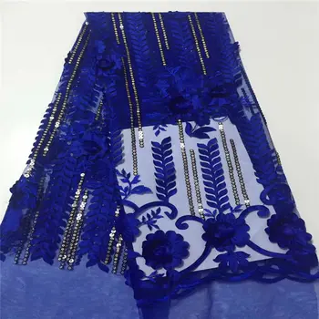 

African Lace Fabric 3D Flower High Quality 2019 French Tulle Lace Fabric Appliqued Nigerian Net Lace For Wedding Dress