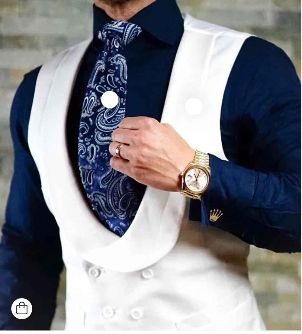 

Customize Double Breasted Mens Waistcoat Dinner Party Prom Vests For The Groom Tuxedos OK:010