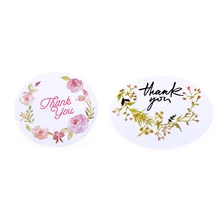 120 шт. Винтаж спасибо элегантный цветок эллипс клей крафт печать Стикеры для выпечки подарок Этикетка Наклейки