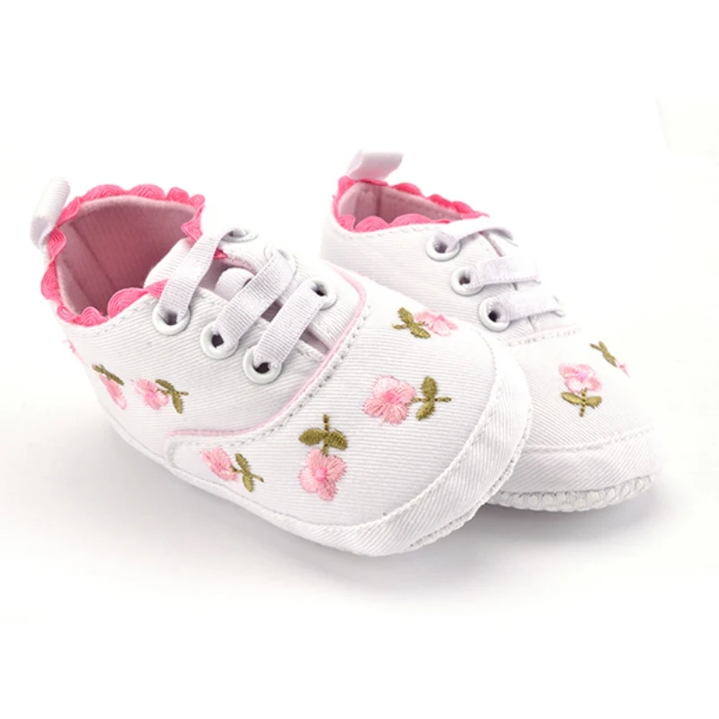 Baby Girl Shoes White Lace Floral Embroidered Soft Shoes Prewalker Walking Toddler Kids Shoes