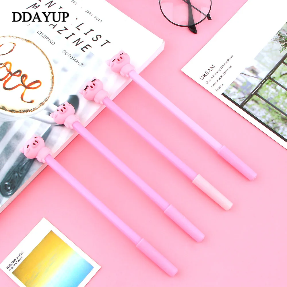 

4Pcs/lot Cute Cartoon Pig Gel Pen Black Writting Pens Canetas Material Escolar Staitonery Paperlaria Office School Supplies