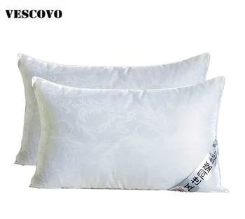 

100% Mulberry Silk Bedding Pillow/Luxury White Embroidered Natural Head Sleepping Pillows Free Shipping