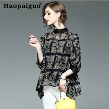 S-3XL Plus Size Chiffon Patchwork Chiffon Blouse Ladies Long Sleeve Stand Collar Elegant Tops New Fashion Women Sexy Club Blouse S-3XL Plus Size Chiffon Patchwork Chiffon Blouse Ladies Long Sleeve Stand Collar Elegant Tops New Fashion Women Sexy Club Blouse
