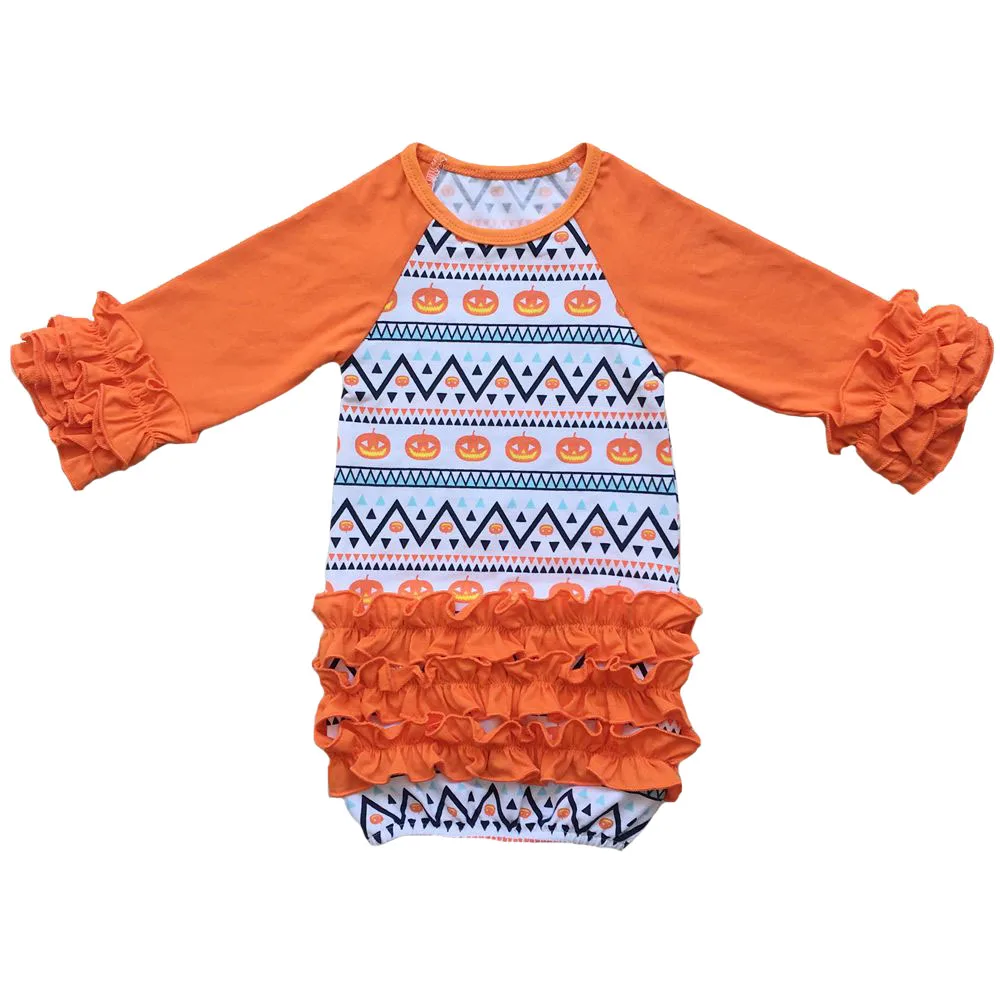Пижама на Хэллоуин унисекс, Детский костюм для Хэллоуина, первый Хэллоуин, домашний наряд для маленькой девочки, оранжевые платья для новорожденных на Хэллоуин с тыквой