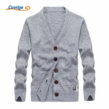 Covrlge 2017 New Men’s Sweaters Solid Color V-neck Pocket Fashion Autumn Winter Sweater Free Shipping Mens Clothing M-3XL MZM006