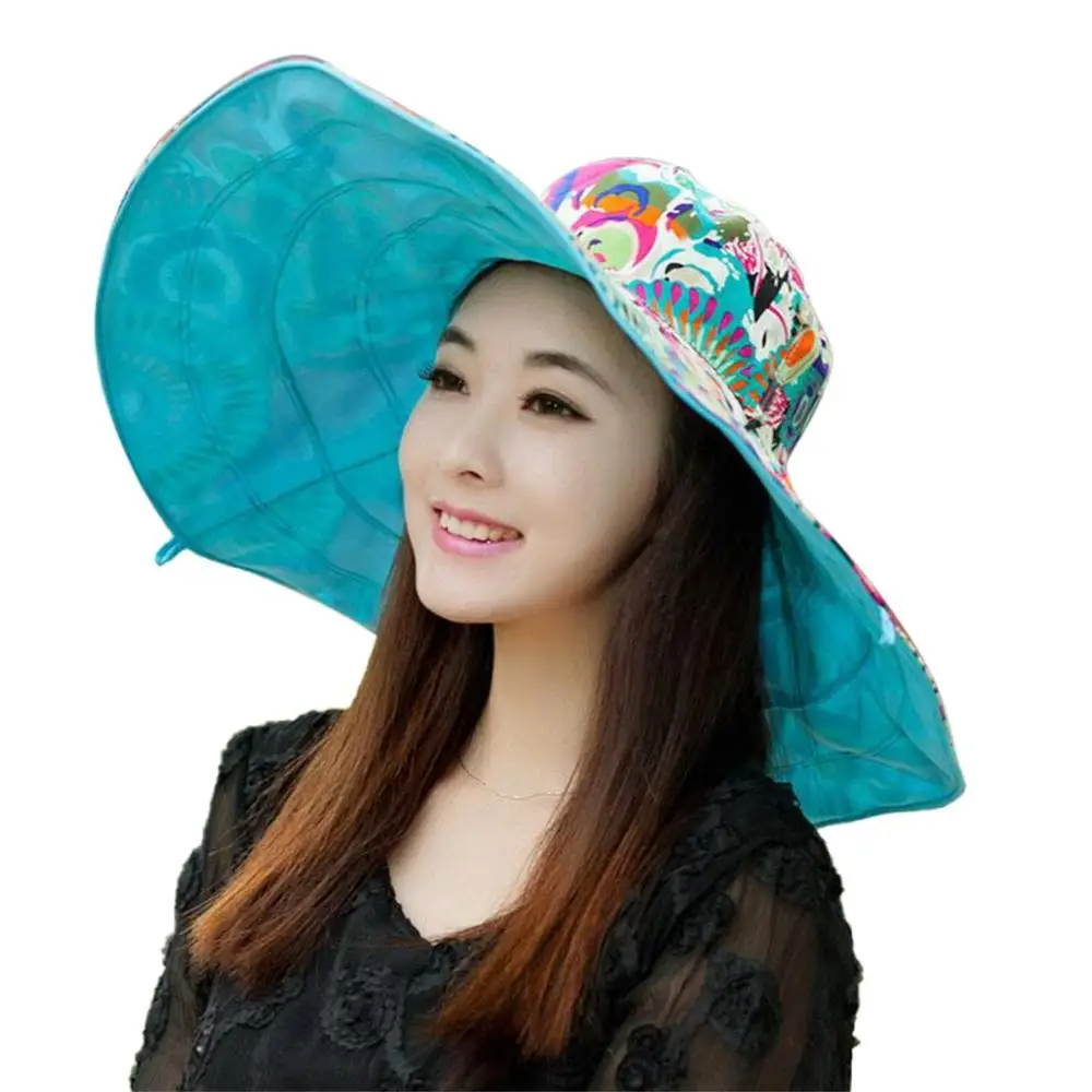 Модная пляжная шляпа с большим краем, Солнцезащитная шляпа с защитой от ультрафиолета, складная Солнцезащитная шляпа для женщин, прочная - Цвет: 1