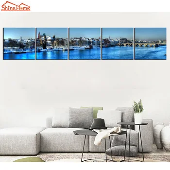 

ShineHome-5 Piece Canvas Art Prints Modular Painting Russian City Wall Picture Poster Printing Decoration for Hotel Living Room