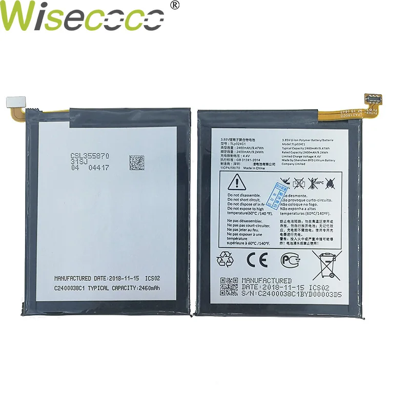 Wisecoco новый оригинальный аккумулятор 2460 мАч TLP024C1/TLP024CJ для Alcatel A3/Shine Lite A3 OT 5046 5046D 5046Y