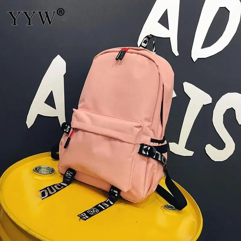 YYW рюкзаки, Женский нейлоновый рюкзак, мягкая задняя однотонная сумка, Модный повседневный рюкзак, школьная сумка для девочек, Большой Вместительный рюкзак - Цвет: pink