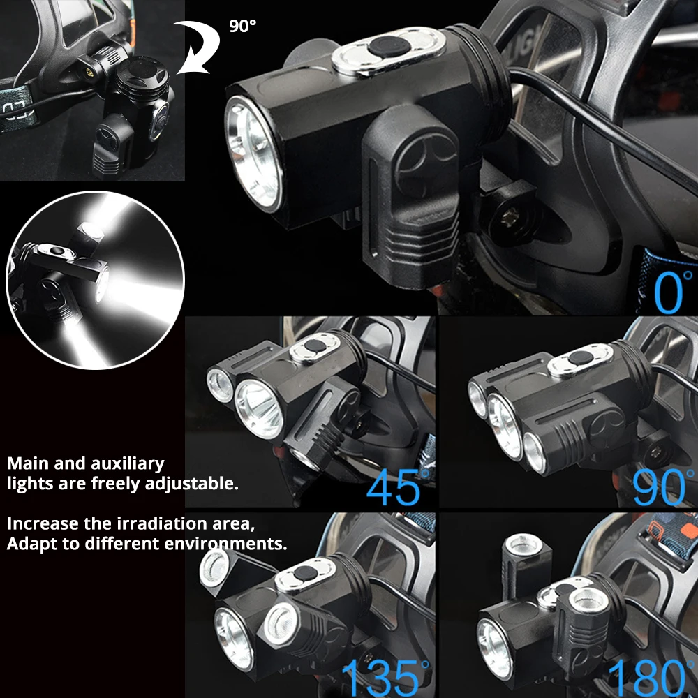 Супер яркий светодиодный налобный фонарь 3 x T6 светодиодный светильник из бисера Водонепроницаемая светодиодная фара 4 режима освещения кемпинг лампа использовать аккумулятор 18650