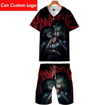 

2019 Annabelle two piece set jackets and shorts Kpop Fashion new cool print Annabelle baseball jacket set for men streetwear
