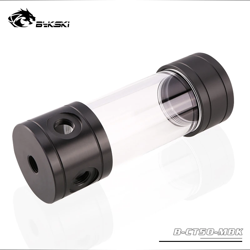 Najtaniej BYKSKI czarny POM długość 150 200 260mm X 50mm średnica cylindryczny chłodzony wodą zbiornik G1 4 akrylowa woda chłodząca zbiornik chłodzący
