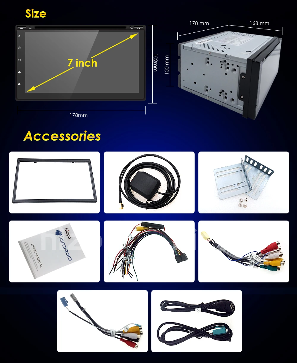 Sale HIZPO Android 8.0 Octa Core 4G RAM 32G ROM HD 800*480 screen Car audio universal DVD Player wifi DVR TPMS OBD Free rear camera 5