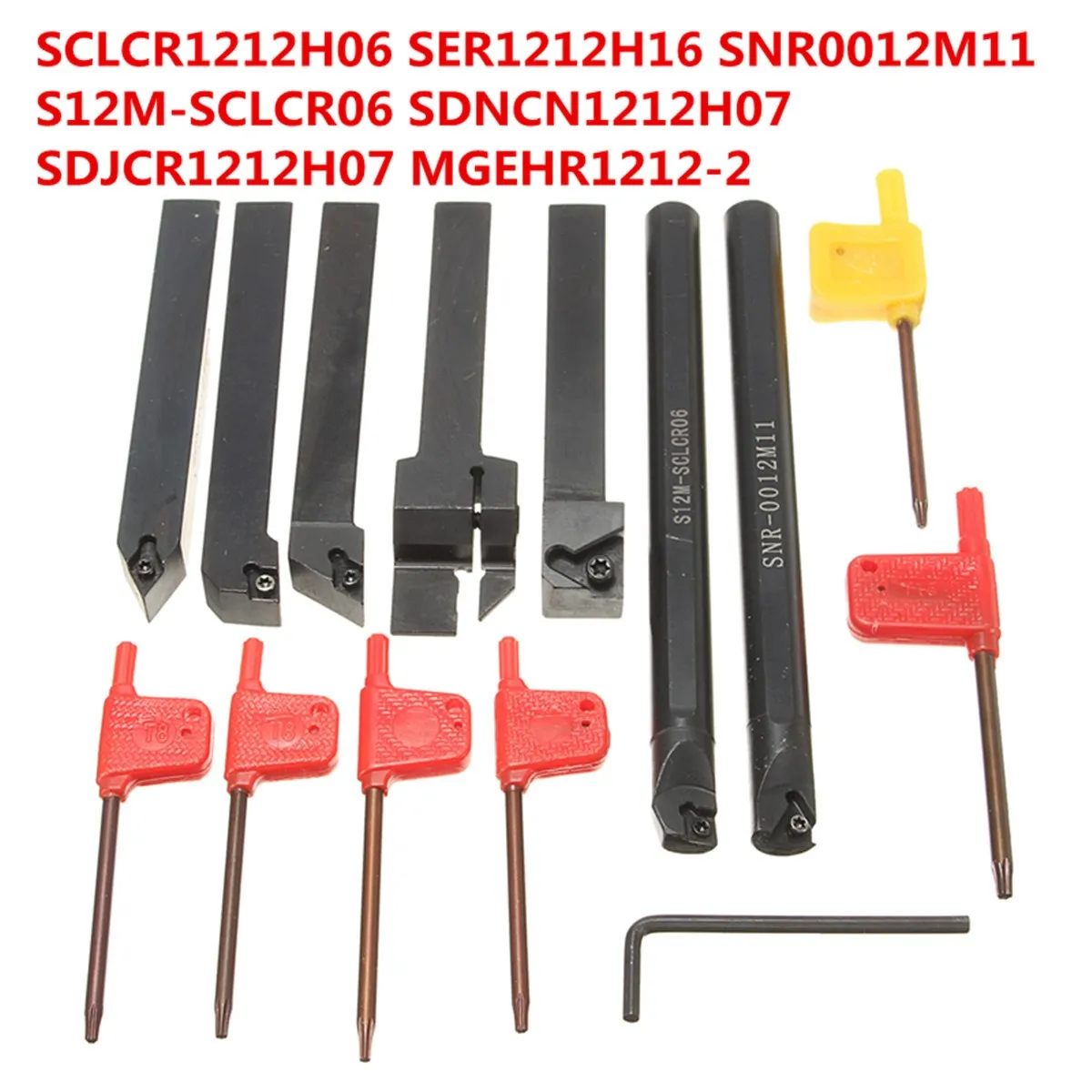 

7 Set 12mm CNC Lathe Turning Tool Holder SCLCR1212H06/SER1212H16/SNR0012M11/S12M-SCLCR06/SDNCN1212H07/SDJCR1212H07/MGEHR1212-2