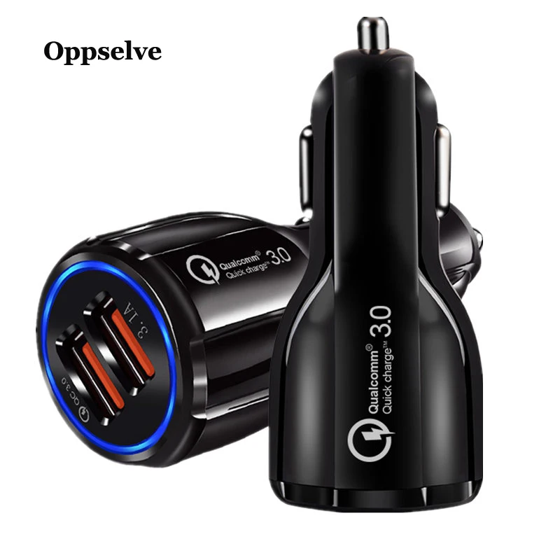 

Oppselve Quick Charge 3.0 Dual USB Car Charger 5V/3A Turbo Fast Car Charging Mobile Phone Charger For iPhone Xiaomi Car Adapter