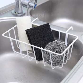 

Home Sink Wrought Iron Drain Storage Basket Kitchen Clear Filter Pool Cleaning Products Hanging Rack Simple Style