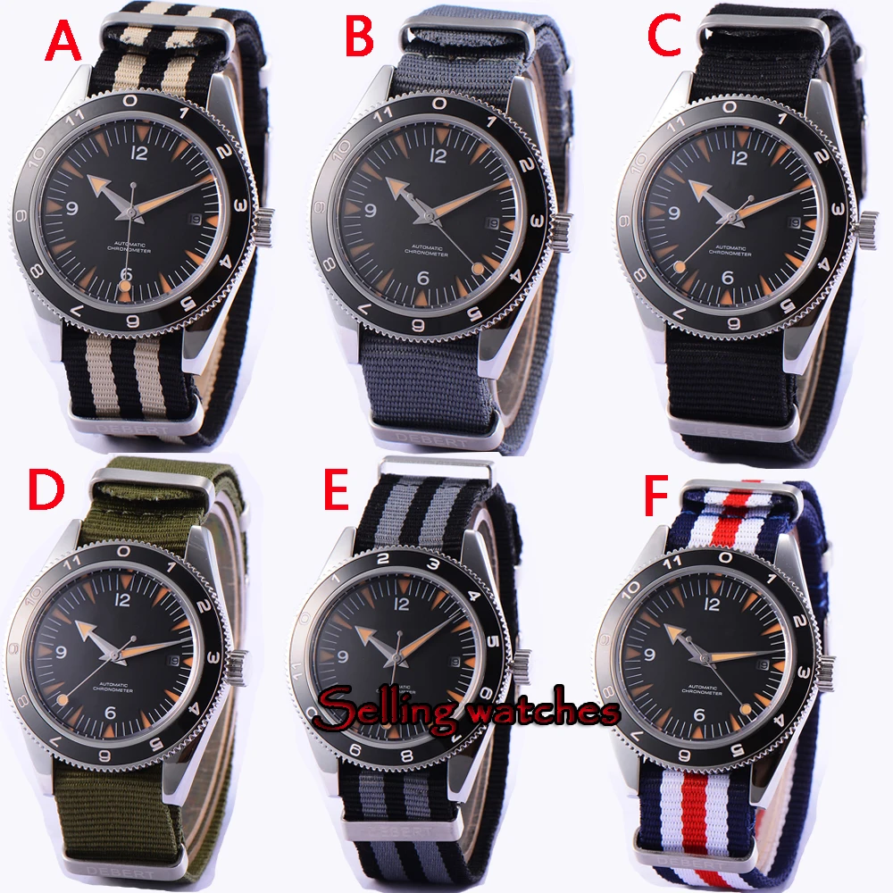 

41mm debert black sterile dial luminous ceramic bezel Automatic mens Watch Luxury Brand Top Mechanical Watches