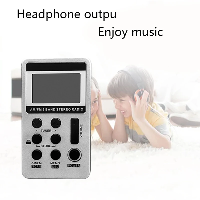 

New Black & Sliver Radio FM / AM Digital Mini Receiver With Rechargeable Battery & Earphone + Radio Cord