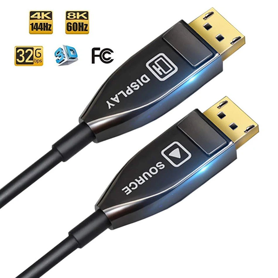 

Fiber Optic Displayport ( DP ) to Displayport ( DP ) 32Gbps High Speed 8k 60Hz 4k 144Hz DP 1.4 Cable 3M 5M 10M 15M 20M 25M 30M