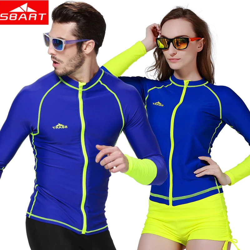 SBART Anti UV Long Sleeve Wetsuits Shirts With Zipper Swimwear Tops