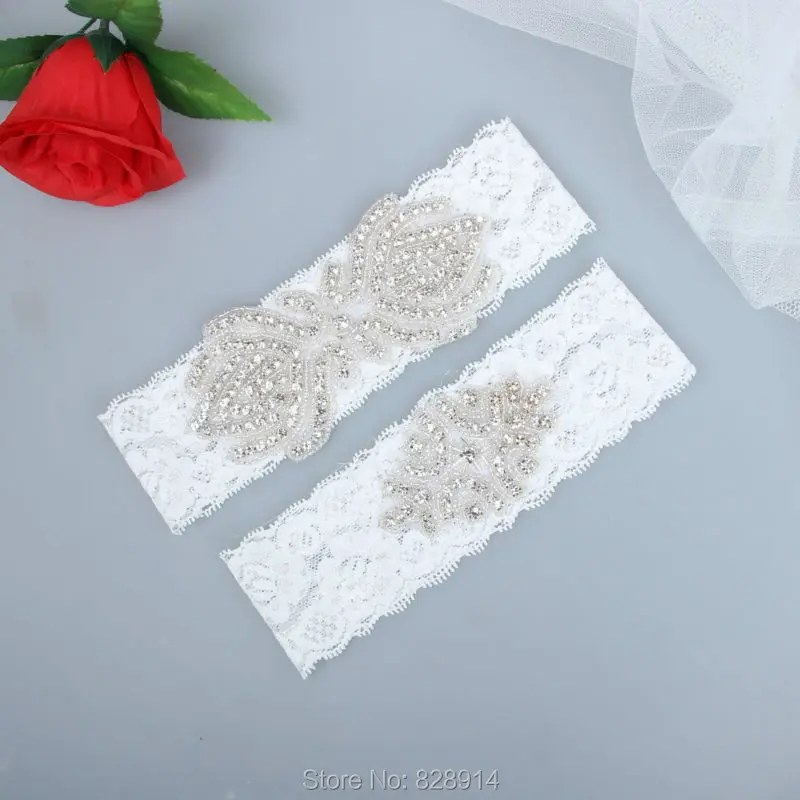 Fashion Luxury Crystal Stone Beaded White Lace Wedding