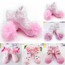 Демисезонный цветочный для новорожденных девочек тапочки ботинки противоскользящие носки с принтом Детские носки для детей возрастом до 2 лет