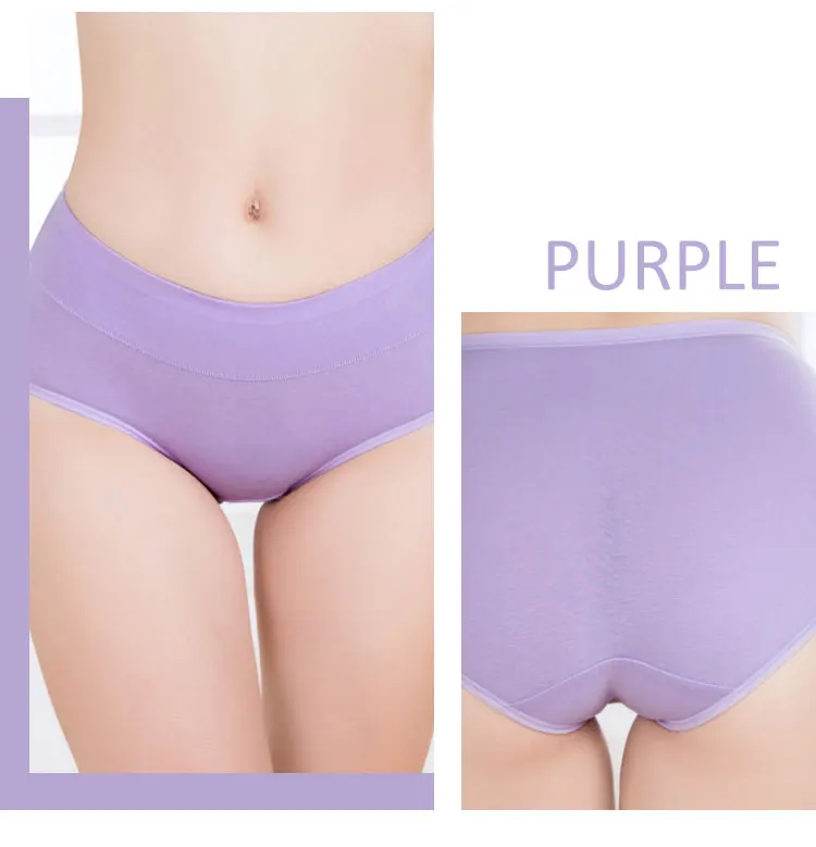 100% Cotton Women Panties Underwear Brand No Trace Briefs Summer Breathable Cool Fashion Cozy 8 Colors Lingerie Waist No Fading  (5)