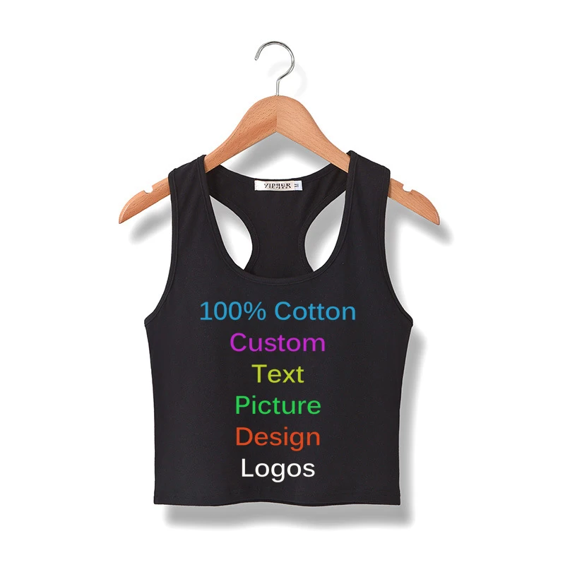 

DIY Girl Custom Logo Text printed Sexy Women Crop Tops Sleevless Backless Tanks Caims Cropped Tees shirts Female Lady T shirts