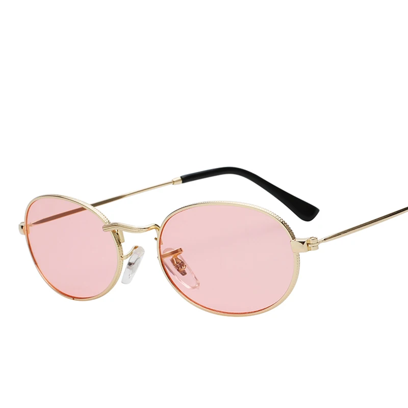 MAX овальные женские солнцезащитные очки мужские очки женские роскошные Ретро Металлические солнцезащитные очки винтажные зеркальные UV400 - Цвет линз: Gold w sea pink