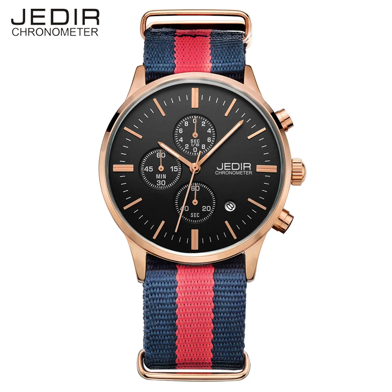 

JEDIR Canvas Sport Watch Men Luxury Multifunction Chronograph Men Watch Nylon Band Waterproof Quartz Watch Casual Clock Hodinky