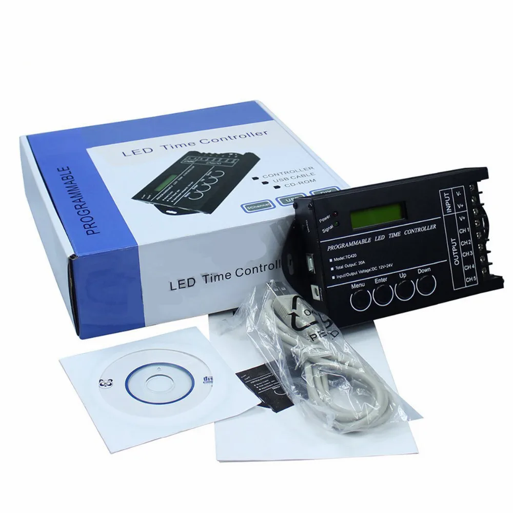 TC420 DC12V 24V программируемый контроллер времени цветные светодиодные лампы диммер 5