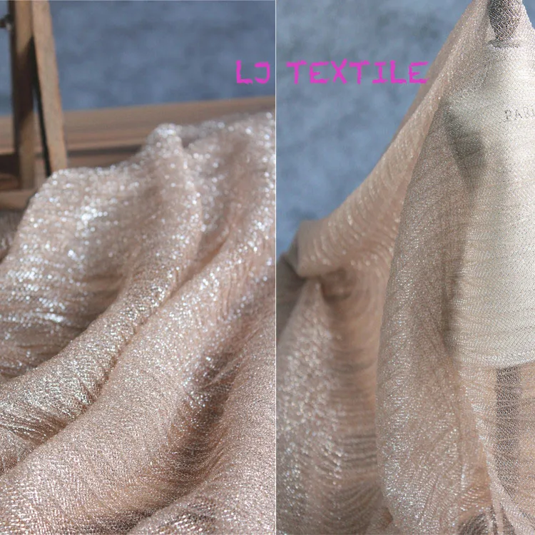 

skin powder nude pink disorderly plait little irregular texture fold silver dress white gauze dress designer clothing fabrics