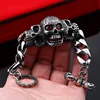 Beier 316L pulsera de acero inoxidable ojos rojos pulsera de calavera de piedra para hombre punk bicicleta tallada patrón de alta calidad regalo LLBC8-021R ► Foto 3/4