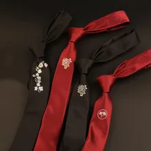 Вышивка узкие сплошной галстук 5 см Мужская мода красные, черные Галстуки цветок Повседневное личности узкие Галстуки тонкий свадьбу шеи Галстуки