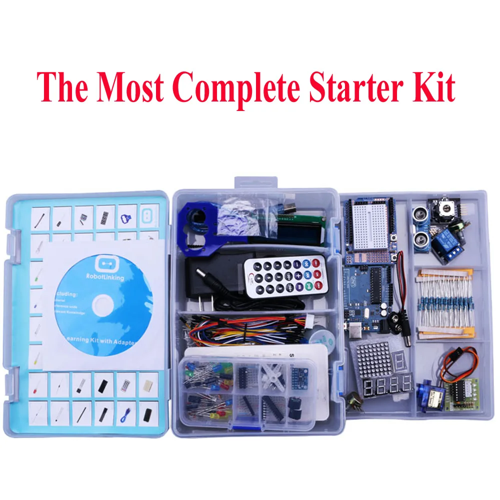Comprar Elego UNO proyecto el Kit de inicio más completo para Arduino UNO R3 Mega2560 Nano con Tutorial Fuente de alimentación Motor paso a paso