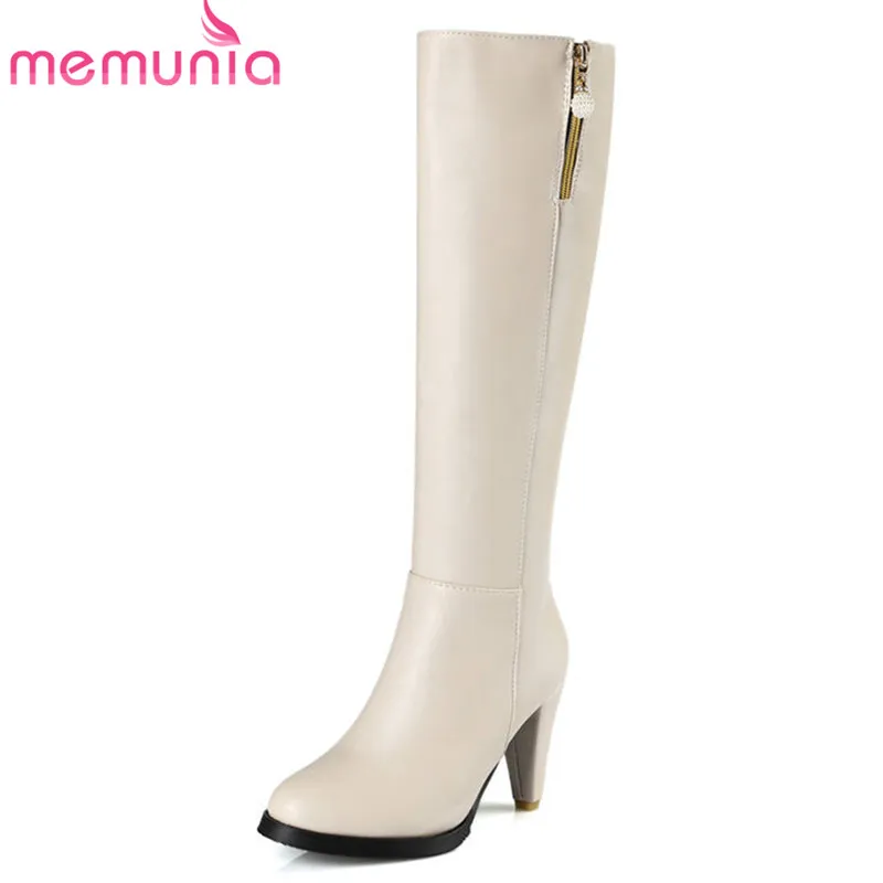 

MEMUNIA 2020 new arrival knee high boots round toe zipper autumn winter boots women elegant fashion high heels shoes woman