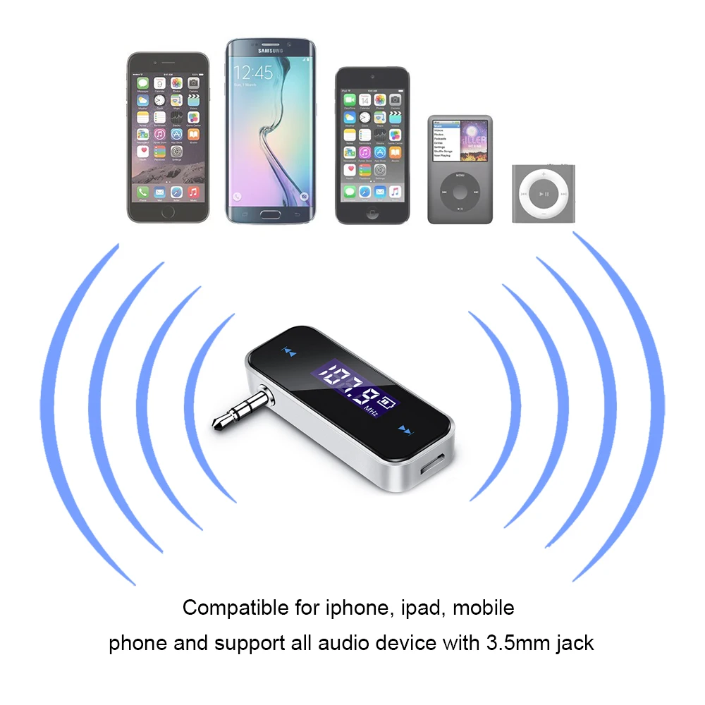 Mini 3.5 mm Wireless Car Radio Music Audio FM Transmitter HandsFree FM Modulator Transmissor FM LCD displayer for iPhone Android (4)