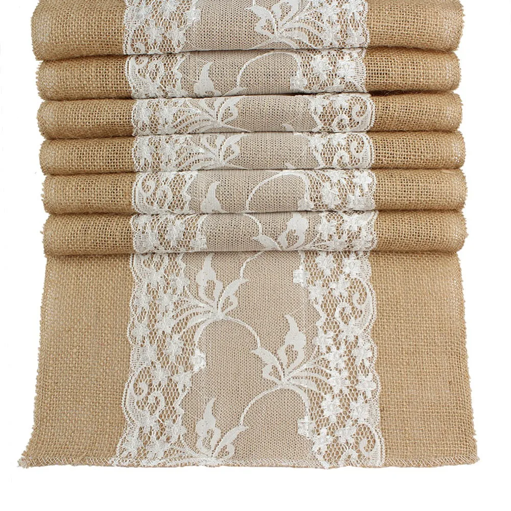 OurWarm Hessian джутовое кружево настольная дорожка натуральный цветок мешковиная