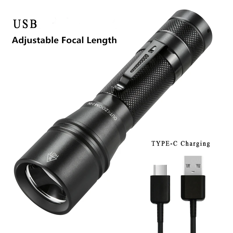 

CLAITE Portable T6 10W 600lm 200m 18650 Battery 5 Modes IP66 Waterproof LED Flashlight Detector Torch Bicycle Camping Hunting
