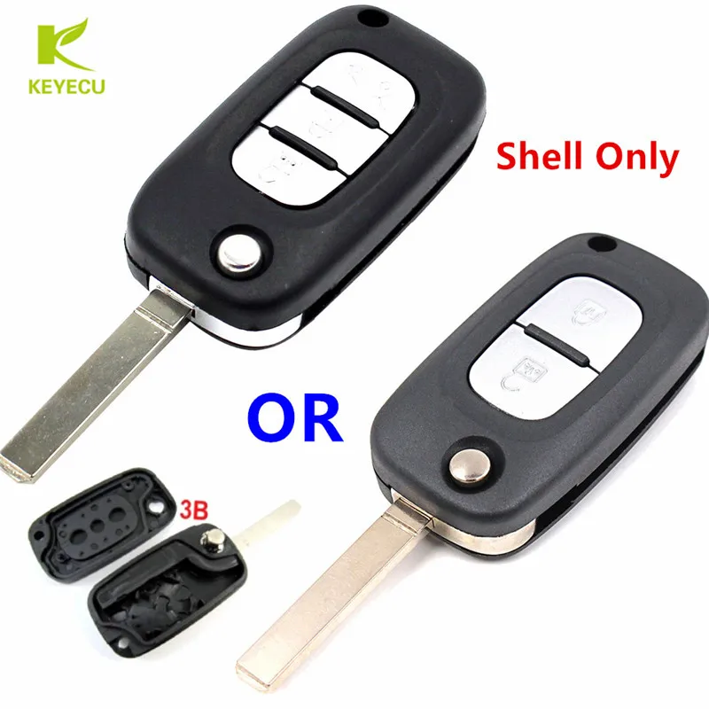 

KEYECU Replacement New Folding Remote Key Case Fob 2/3 Buttons for Renault Modus/Kangoo/Scenic/Clio/Megane