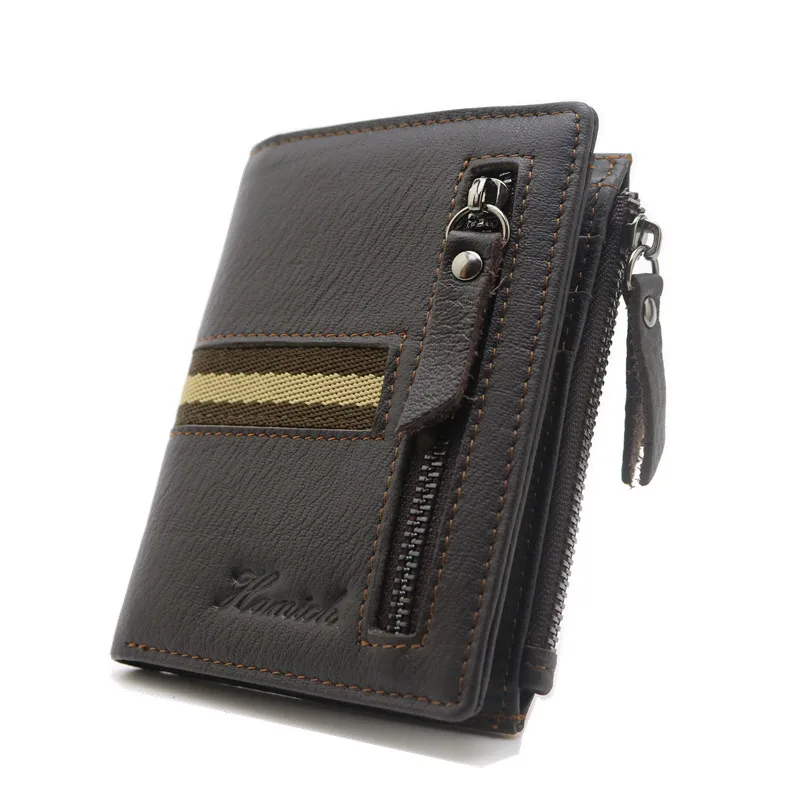 

Men Wallets Male Purse Genuine Leather Wallet with Coin Pocket Zipper Short Credit Card Holder Wallets Men Leather Wallet