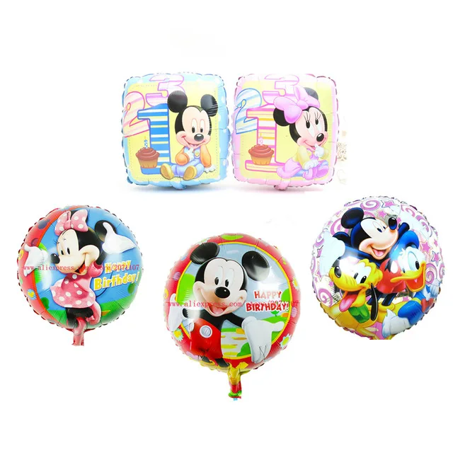 

KUWANLE 10pcs/lot 45*45cm Cartoon Mickey Minnie Foil Helium Balloons Kids Inflatable Air Toys Birthday Party Decoration Globos