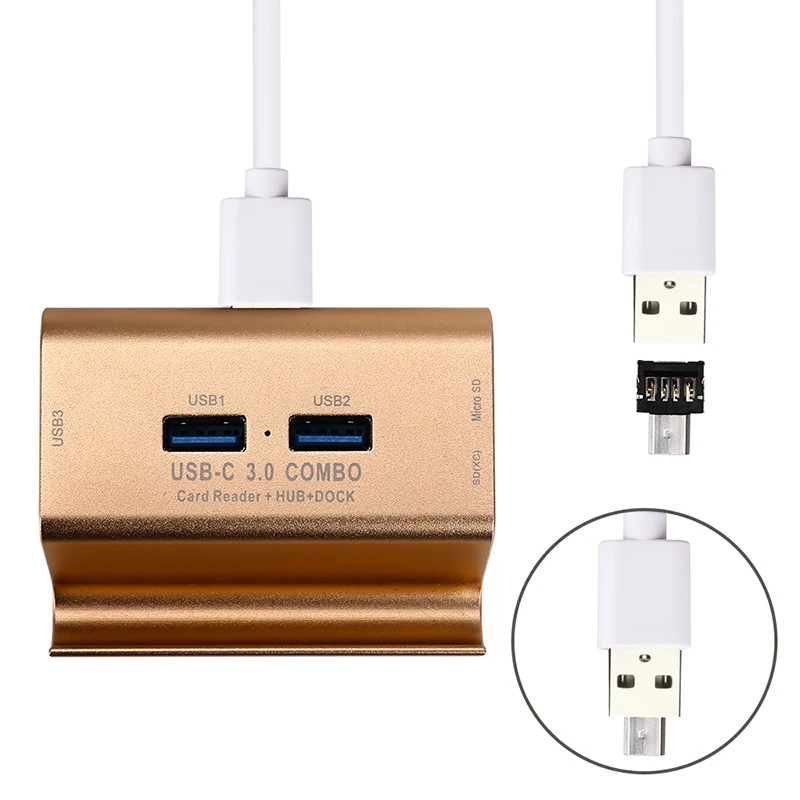 

Multi-function USB 3.0 OTG USB HUB 3 Ports + Card Reader + Micro USB Charger Dock Station For Samsung Huawei Phone PC Notebook